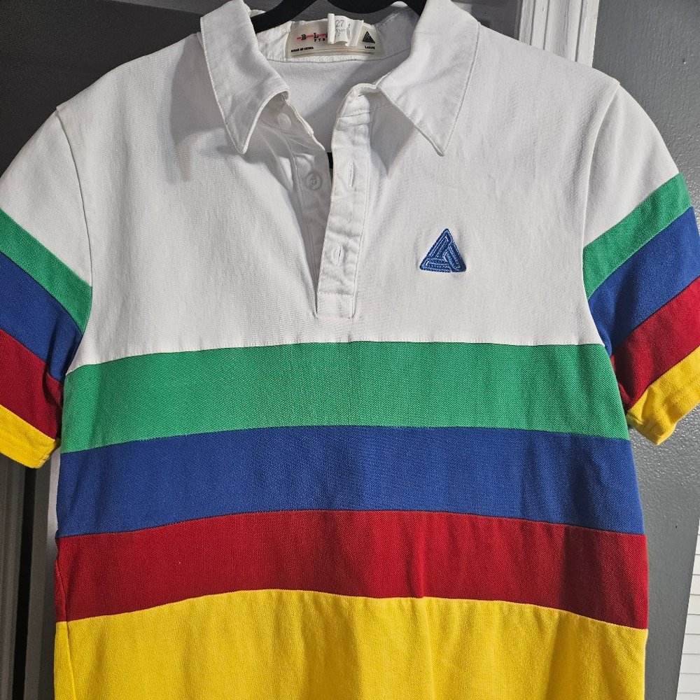 Men's Large Size Black Pyramid Polo Shirt Multicolor